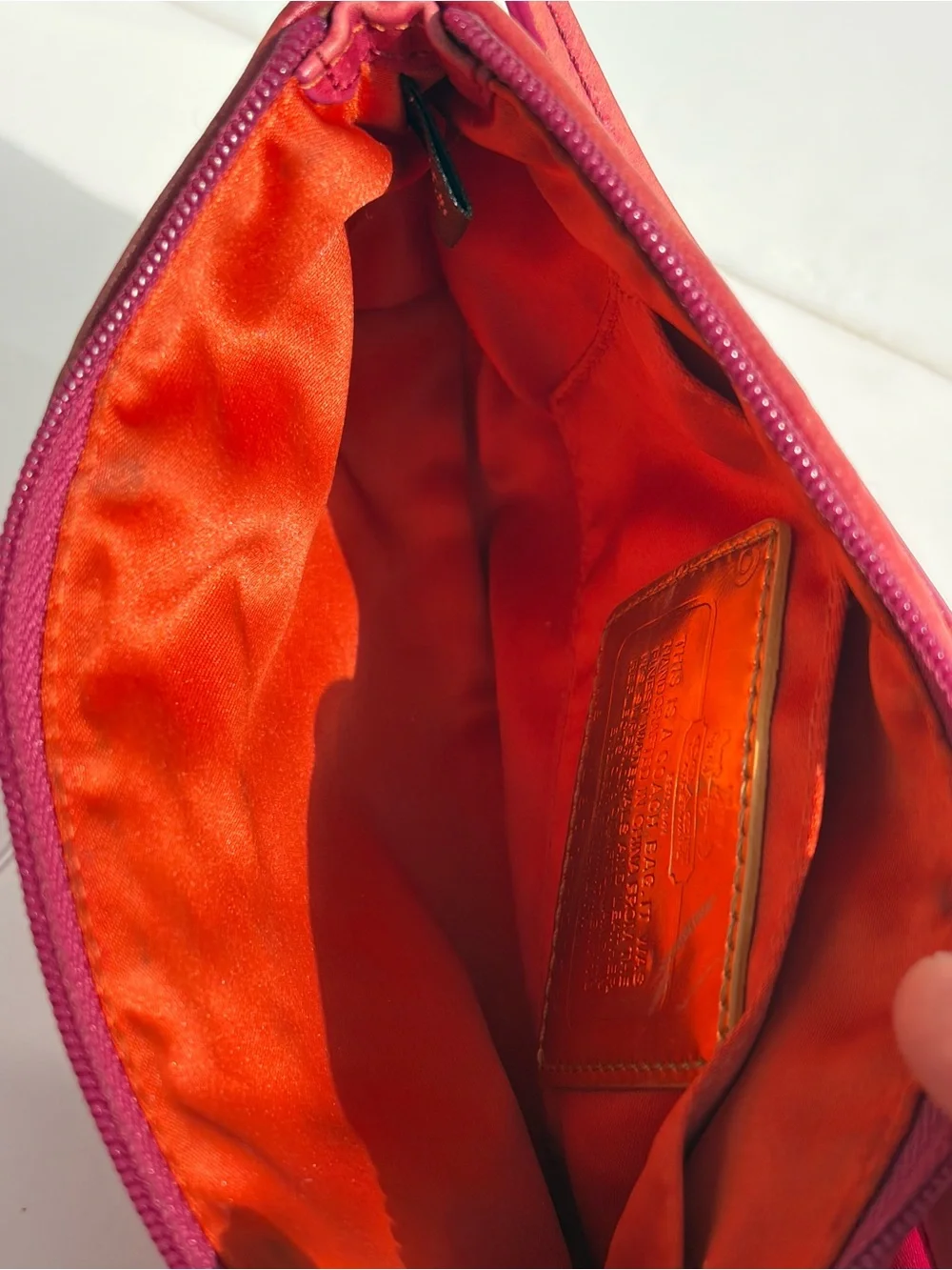 Coach Amanda Magenta Hot Pink Satin Clutch Wristlet Cosmetic Pouch Makeup Bag